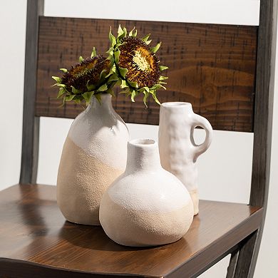 Sullivan's Hand-Thrown Two Tone Pottery Vases 3-piece Set