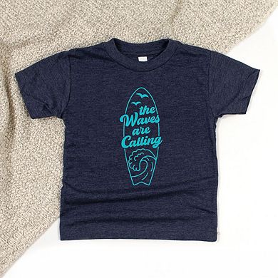 The Waves Are Calling Ocean Surf Toddler Short Sleeve Graphic Tee