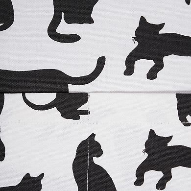 35" Black and White Cats Silhouette Printed Chef Kitchen Apron with Pockets