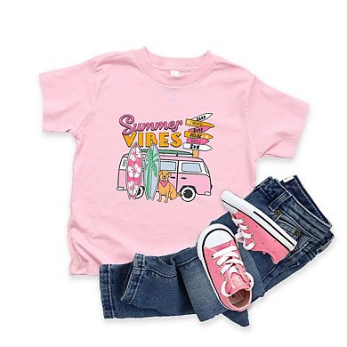 Summer Vibes Dog Toddler Short Sleeve Graphic Tee