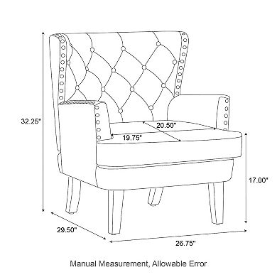 Glitzhome Mid-century Leatherette Button-tufted Accent Arm Chair