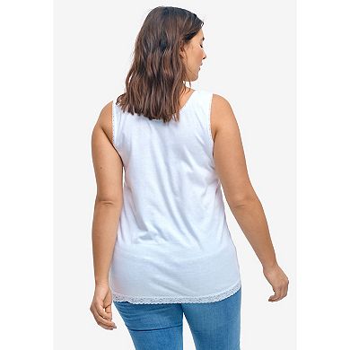 Ellos Women's Plus Size Lace Trim Tank