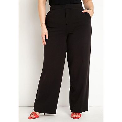 Eloquii Women's Plus Size Straight Leg Doublecloth Pant