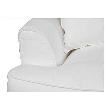 39" White Performance Fabric Slipcover Chair