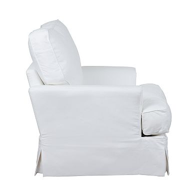 39" White Performance Fabric Slipcover Chair