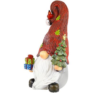 Northlight 9" Gnome with Cardinal Holding Christmas Tree Decoration