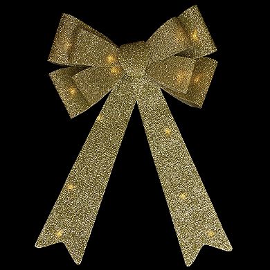 Northlight 24" LED Lighted Gold Tinsel Bow Christmas Decoration