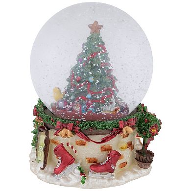 Northlight 6.5" Gifts Under the Christmas Tree Musical Snow Globe