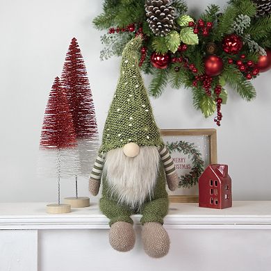 Northlight 20.5" Olive Green Sitting Christmas Gnome Decoration