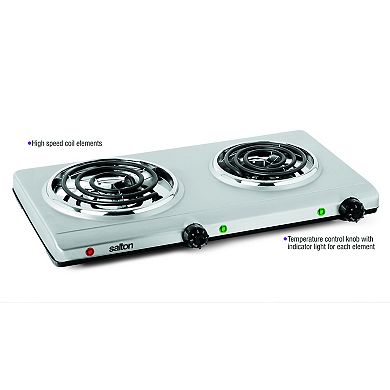 Salton Portable Double Cooktop  - Stainless Steel