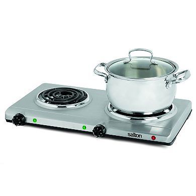 Salton Portable Double Cooktop  - Stainless Steel