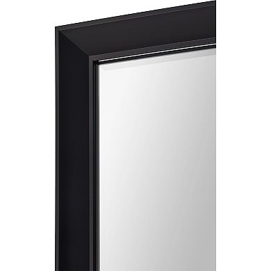 80" Rectangular Beveled Wall Mirror with Black Foil Finish Frame
