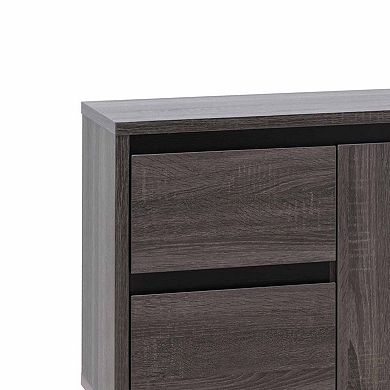 Hosa 60 Inch TV Media Entertainment Console, 2 Drawers, 1 Cabinet, Gray