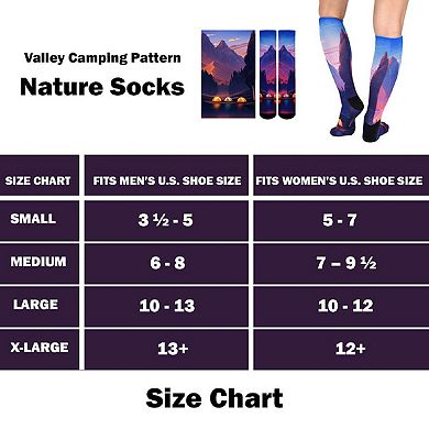 Sierra Socks Valley Camping Pattern Coolmax Socks, Nature Collection For Men & Women Crew Socks