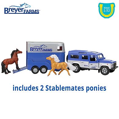 Breyer Horses - Breyer Farms Land Rover and Tag-a-Long Trailer Playset With 2 Stablemates Horses