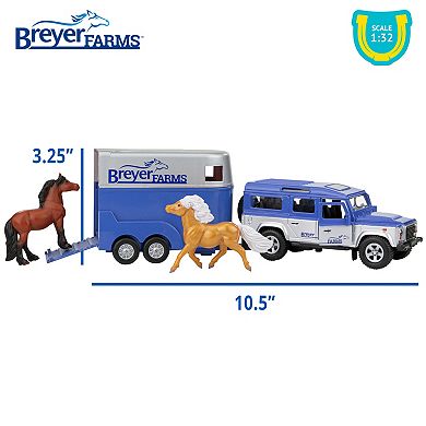 Breyer Horses - Breyer Farms Land Rover and Tag-a-Long Trailer Playset With 2 Stablemates Horses
