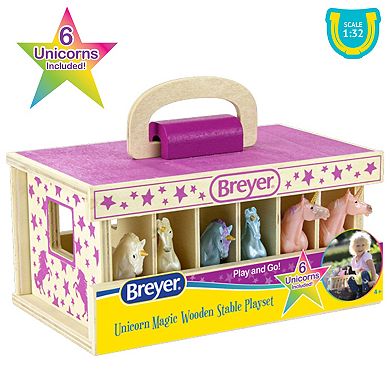 Breyer Horses - Unicorn Magic Wooden Stable Playset With 6 Unicorns