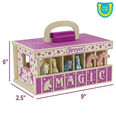 Breyer Horses - Unicorn Magic Wooden Stable Playset With 6 Unicorns