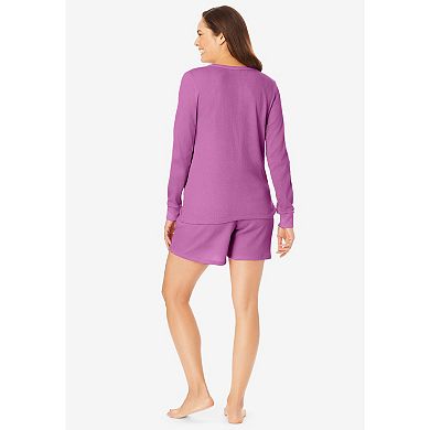 Dreams & Co. Women's Plus Size Thermal Henley