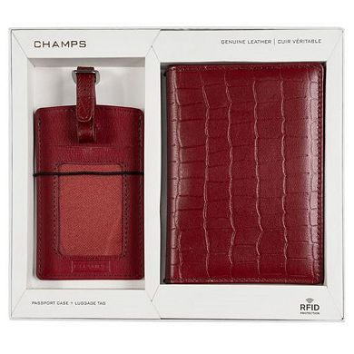 Croco Embossed Passport And Luggage Tag Gift Set