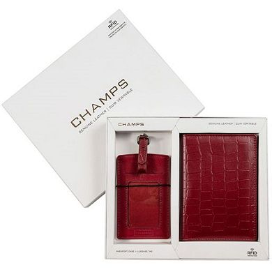 Croco Embossed Passport And Luggage Tag Gift Set