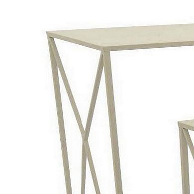 Hyan Modern Plant Stand Side Table Set Of 3, Crossed White Metal Frame