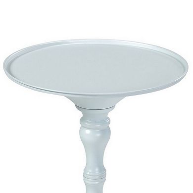 Wowi 23 Inch Side End Table, Round Hourglass Turned Base, White Finish