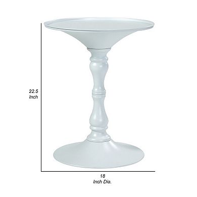 Wowi 23 Inch Side End Table, Round Hourglass Turned Base, White Finish