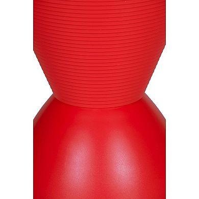 Hillary 17 Inch Side Table, Indoor Outdoor, Hourglass Shape, Red Finish