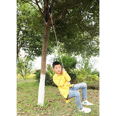 Wooden Round Disc Plate Swing Seat With Hanging Rope