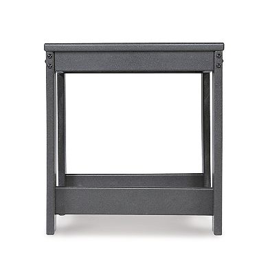 Wigo 22 Inch Outdoor Side End Table, Slatted Top, Modern Charcoal Gray