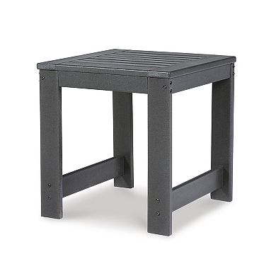 Wigo 22 Inch Outdoor Side End Table, Slatted Top, Modern Charcoal Gray