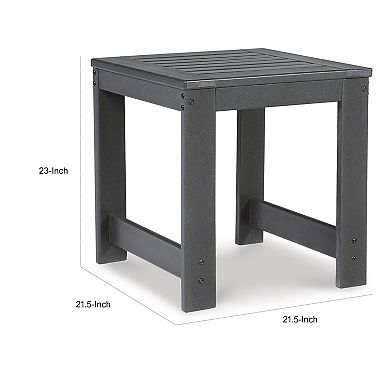 Wigo 22 Inch Outdoor Side End Table, Slatted Top, Modern Charcoal Gray