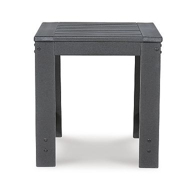 Wigo 22 Inch Outdoor Side End Table, Slatted Top, Modern Charcoal Gray