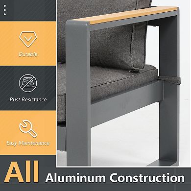 Aoodor 5 Pieces Aluminum Sectional Patio Furniture Set