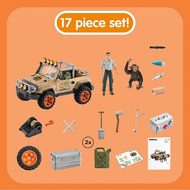 Schleich Wild Life: 4x4 Vehicle 17-Piece Adventure Playset