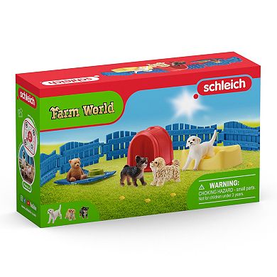Schleich Farm World: Puppy Pen Animal Figurine Playset