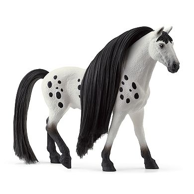 Schleich Beauty Horse: Knabstrupper Stallion White & Black Horse Figurine & Hair Styling Accessories