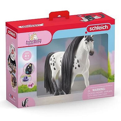 Schleich Beauty Horse: Knabstrupper Stallion White & Black Horse Figurine & Hair Styling Accessories