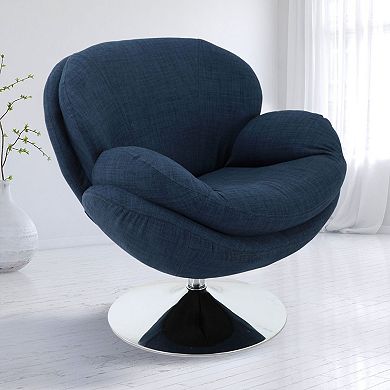 33.25" Blue and Silver Strand Leisure Accent Chair with Wing Arms