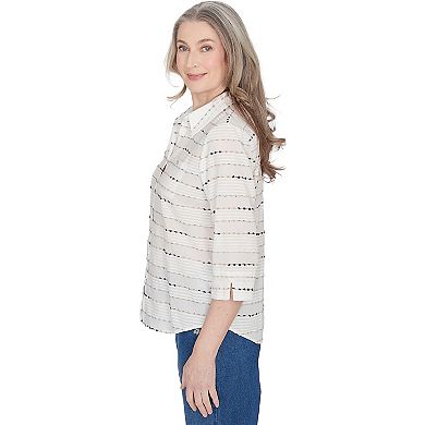 Women's Alfred Dunner Classic Biadere Button Down Top