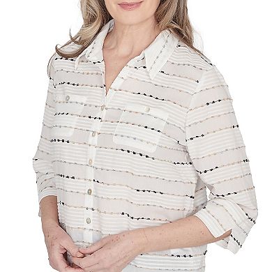 Women's Alfred Dunner Classic Biadere Button Down Top
