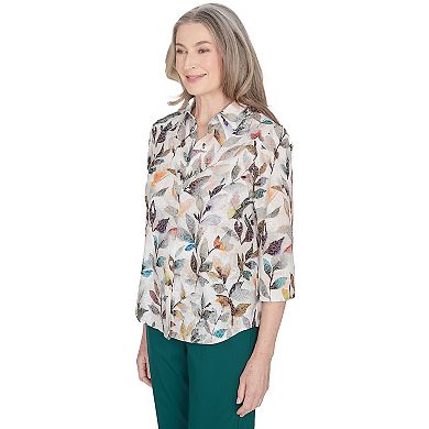 Women's Alfred Dunner Classic Water Colored Button Down Top