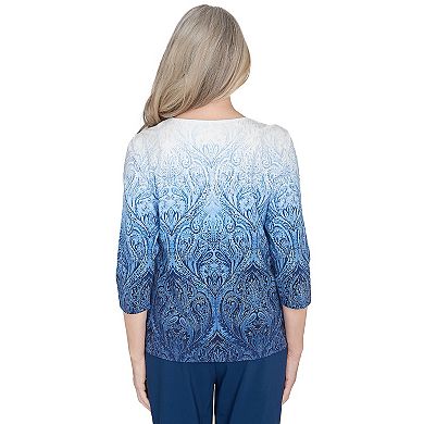 Women's Alfred Dunner Ombre Beaded Keyhole Neck Top