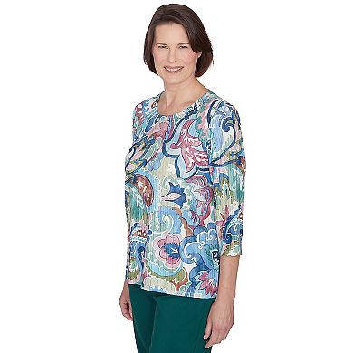 Women's Alfred Dunner Scroll Multi Colored Patterned Top
