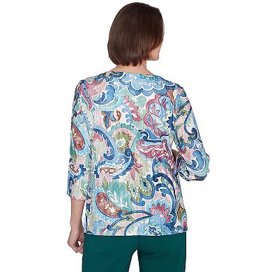 Women's Alfred Dunner Scroll Multi Colored Patterned Top