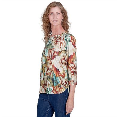 Women's Alfred Dunner Earth Floral Crewneck Top