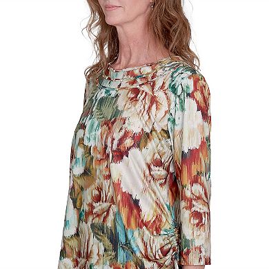 Women's Alfred Dunner Earth Floral Crewneck Top