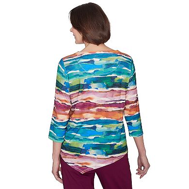 Women's Alfred Dunner Watercolor Biadere Top with Necklace
