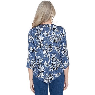 Women's Alfred Dunner Elegant Floral Top with Necklace